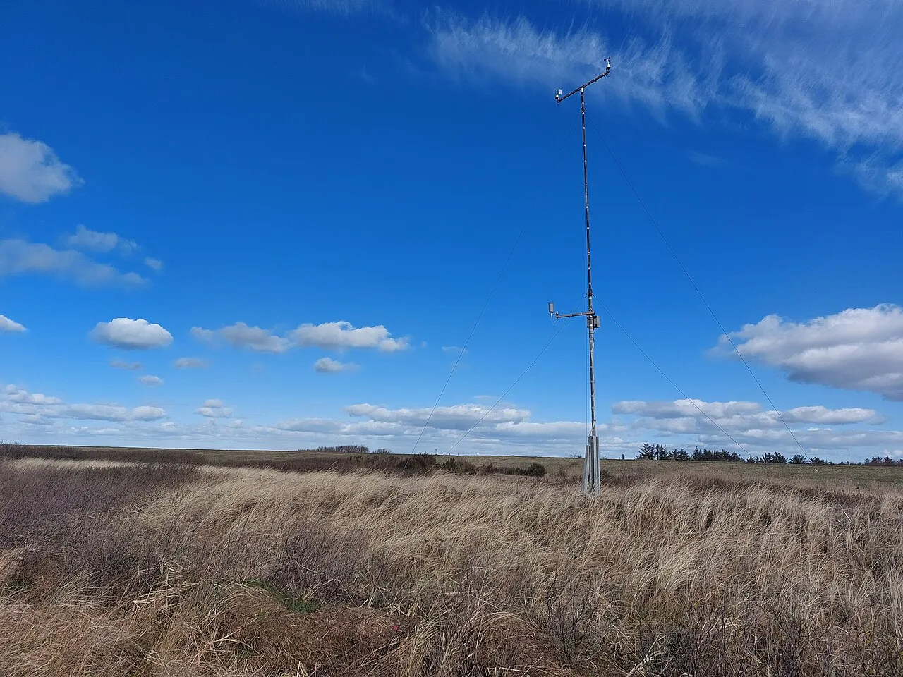 DMIs weather measurement station located near the dunes south of Ebbevejen, Denmark.