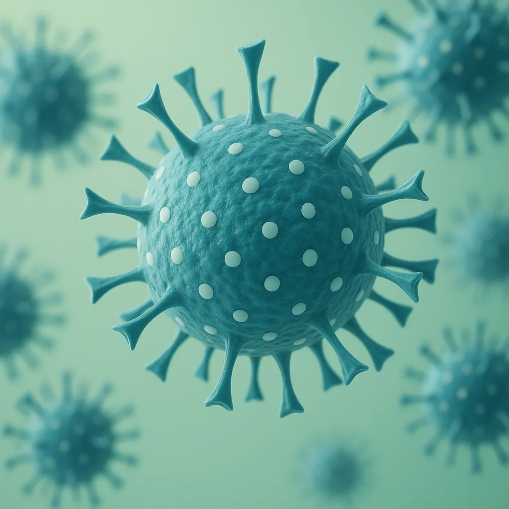 Stockfoto fra Shutterstock, der illustrerer Oropouche-virus og relateret feber gennem en abstrakt mikroskopisk grafik. Kredit: CI Photos / Shutterstock.com. Velegnet til artikler om Oropouche-virus, feber og emergente sygdomme.