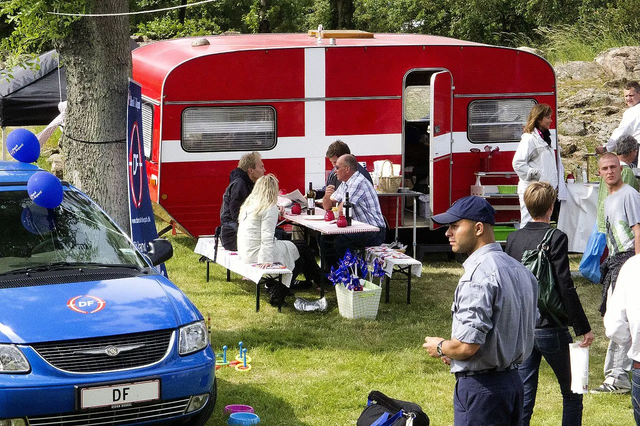Dansk Folkeparti's caravan at the Folkemødet in Allinge on Bornholm, June 16, 2011.