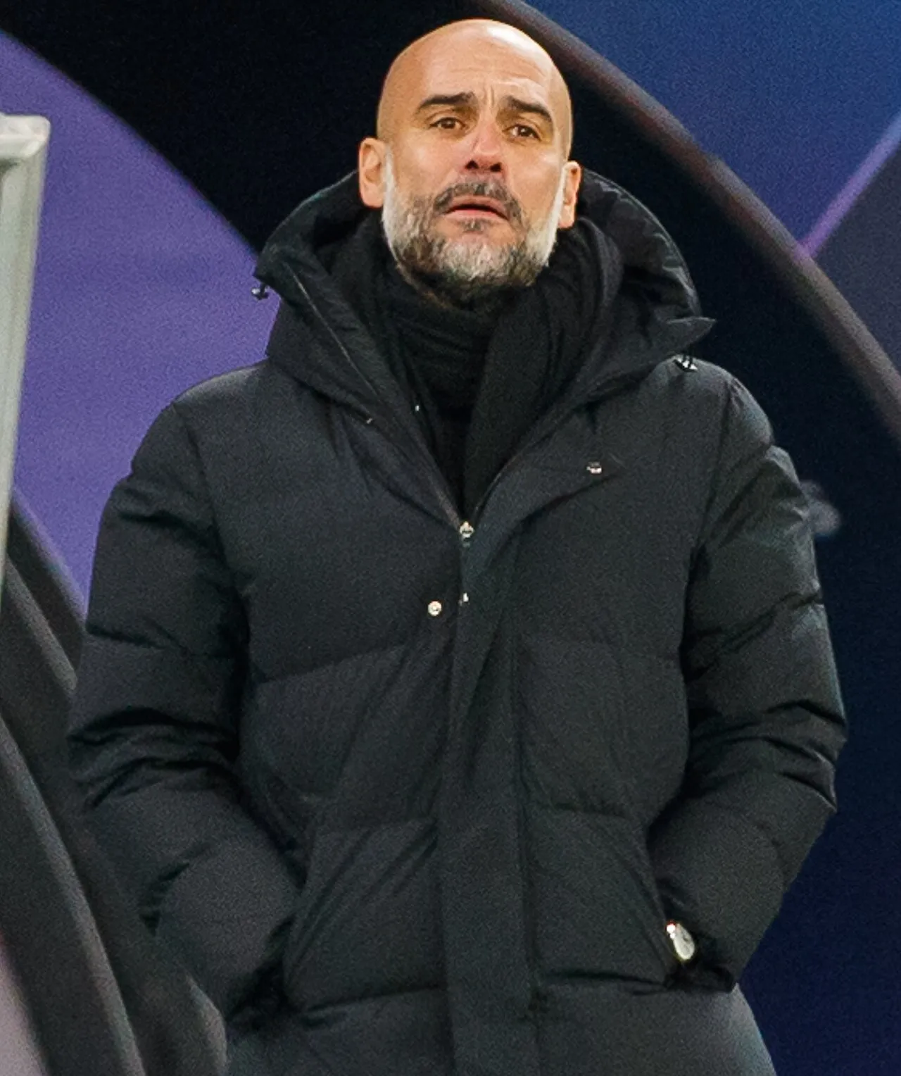 Pep Guardiola reacts to a disappointing result in the UEFA Champions League clash between RB Leipzig and Manchester City.