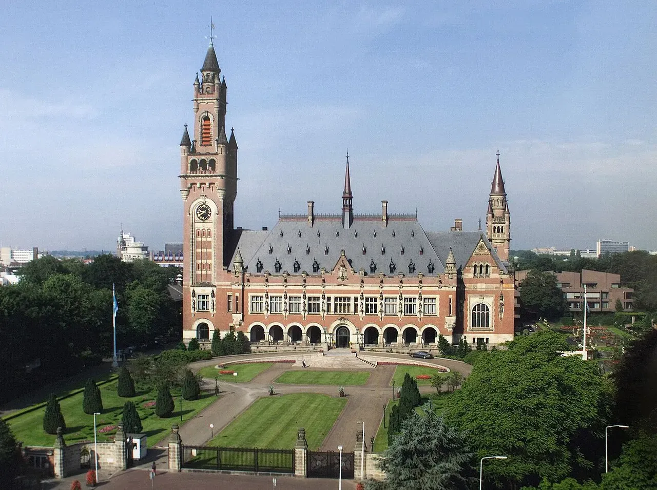 Fredspaladset i Haag, hjemsted for Den Internationale Domstol.